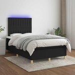vidaXL Sommier à lattes de lit matelas et LED noir 120x190 cm tissu