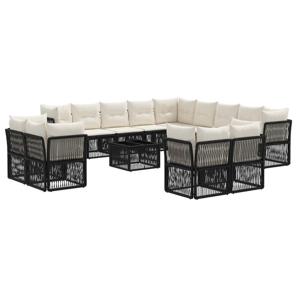vidaXL Ensemble de canapé de jardin 14 Pièces Noir polyrotin