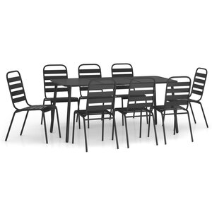 vidaXL Ensemble à manger de jardin 9 Pièces anthracite acier