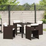 vidaXL Ensemble de salle à manger pour jardin 5 Pièces Marron Poly rotin