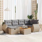 vidaXL Salon de jardin avec coussins 7 Pièces beige résine tressée
