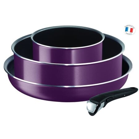 TEFAL L2019302 Ingenio Essential Batterie de cuisine 4 p, Tous feux sauf induction, Poele, Casserole, Sauteuse, Fabriqué en France