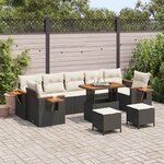 vidaXL Ensemble de canapé de jardin avec coussin 10 Pièces Noir et crème