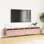 vidaXL Meuble TV rose 202x39x43 5 cm acier laminé à froid