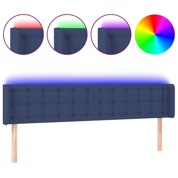 vidaXL Tête de lit à LED Bleu 163x16x78/88 cm Tissu