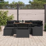 vidaXL Ensemble de canapé de jardin avec coussin 7 Pièces Noir