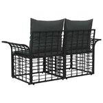 vidaXL Loveseat d'extérieur 2 Pièces Noir et Gris foncé polyrotin
