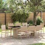 vidaXL Ensemble de salle à manger pour jardin 9 Pièces Beige Poly rotin