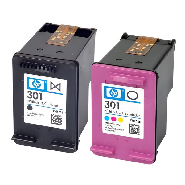 Pack de 2 cartouches d'encre authentiques HP 301 Noir et couleurs - programme SECOND