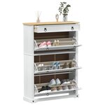 vidaXL Cabinet à chaussures Corona Blanc 99 x 32 x 138 cm Pin massif
