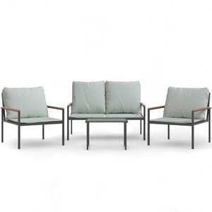 vidaXL Salon de jardin avec coussins 4 Pièces anthracite acier