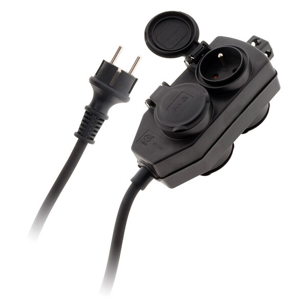 Boitier de dérivation 4 prises IP44 - câble 3G 1 5 H07RN-F - Longueur 5m NF - Zenitech