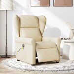 vidaXL Fauteuil inclinable de massage électrique crème tissu