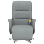 vidaXL Fauteuil inclinable de massage et repose-pieds gris clair tissu