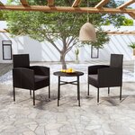 vidaXL Mobilier à dîner de jardin 3 Pièces Résine tressée Noir