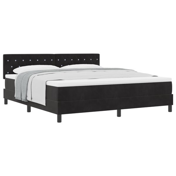 Lit Box Spring vidaXL avec Matelas Noir Super King Velours