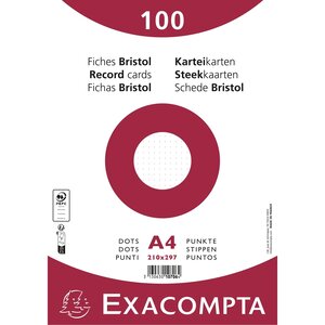 Paquet 100 Fiches Sous Film - Bristol Dots Non Perforé - 210x297mm - Blanc - Exacompta