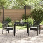 vidaXL Ensemble de salle à manger pour jardin 3 Pièces Noir Poly rotin