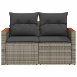 vidaXL Canapé de jardin 2 places avec coussins gris résine tressée