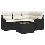 vidaXL Ensemble de canapé de jardin avec coussin 5 Pièces Noir Poly rotin