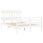 vidaXL Cadre de lit avec tête de lit blanc 140x190 cm bois massif