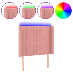 vidaXL Tête de lit à LED Rose 83x16x118/128 cm Velours