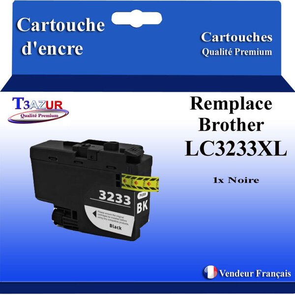 T3AZUR- Cartouche compatible avec Brother LC3233 XL Noire pour Brother DCP-J1100DW  MFC-J1300DW