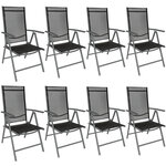 Tectake lot de 8 chaises de jardin pliantes en aluminium - noir/anthracite