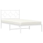 vidaXL Cadre de lit métal avec tête de lit blanc 100x190 cm
