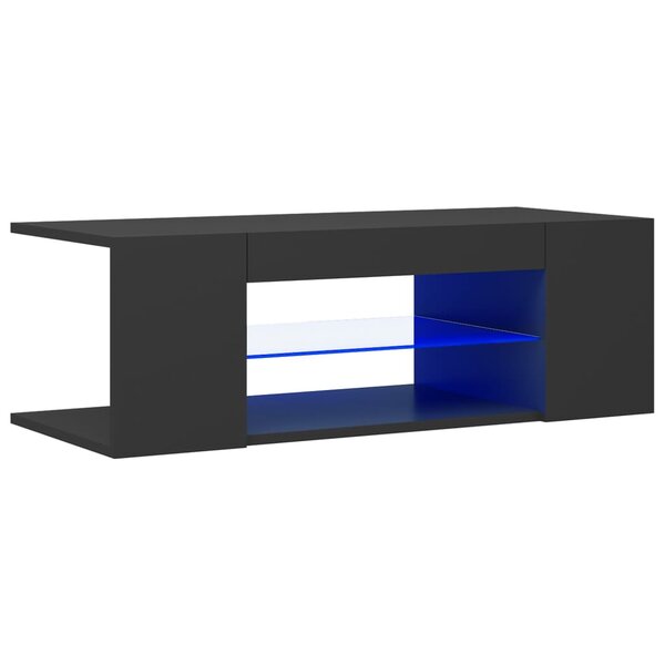 vidaXL Meuble TV avec lumières LED Gris 90x39x30 cm