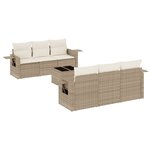 vidaXL Salon de jardin avec coussins 7 Pièces beige résine tressée