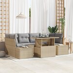 vidaXL Ensemble de canapé de jardin 7 pièces avec coussins beige poly rattan