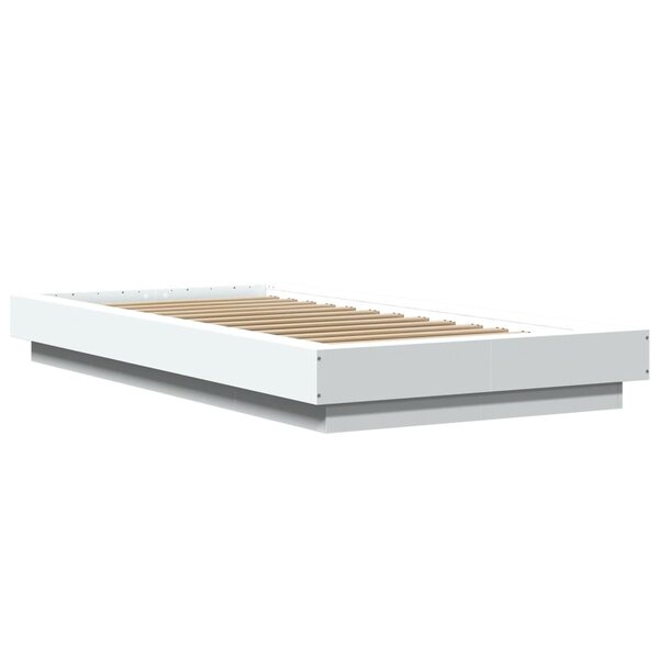vidaXL Cadre de lit avec lumières LED blanc 90x200cm bois d'ingénierie