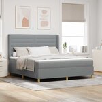 vidaXL Lit à ressorts avec matelas Gris clair 180 x 200 cm tissu