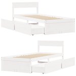 vidaXL Cadre de lit sans matelas blanc 90x190 cm bois de pin massif