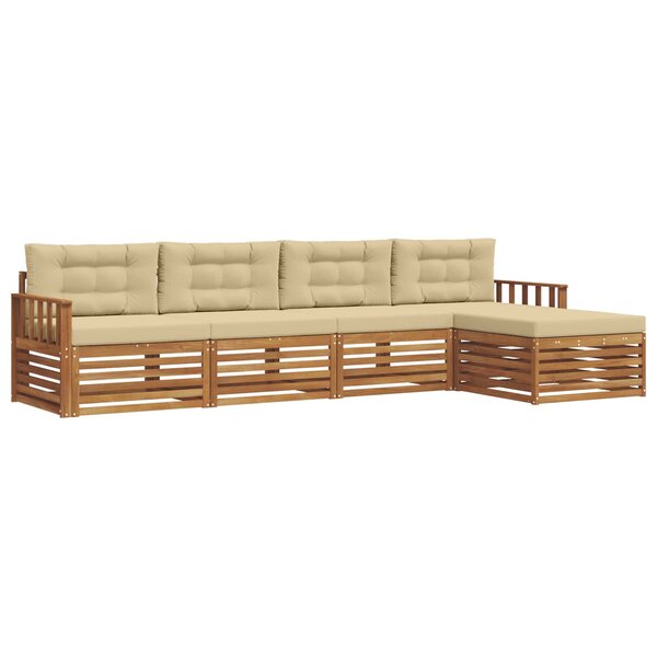 vidaXL Ensemble de canapés d'extérieur 5 pc Naturel et Beige