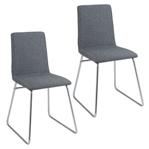 Lot de 2 chaises de salle à manger modernes 52 x 47 x 88 cm dossier pliable assise confort finition en métal tissu gris 20_0012432