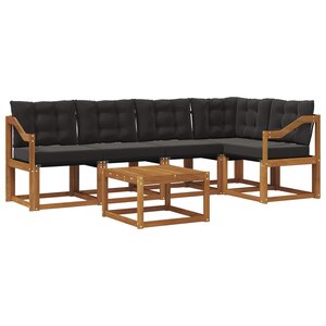 vidaXL Ensemble de canapés d'extérieur 6 Pièces Naturel et Noir