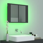 vidaXL Armoire de salle de bain à miroir LED Gris 60x12x45 Acrylique