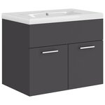 vidaXL Armoire d'évier avec lavabo intégré Gris Aggloméré
