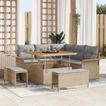 vidaXL Ensemble de canapé de jardin 8 Pièces Beige polyrotin