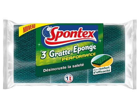 Spontex Gratte-Eponge Performance Par 3 (lot de 3 soit 9 éponges)