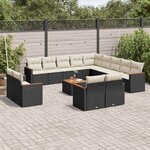 vidaXL Salon de jardin avec coussins 14 Pièces noir résine tressée