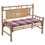 vidaXL Banc de jardin avec coussin 120 cm Bambou