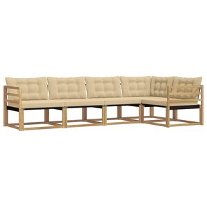 vidaXL Ensemble de canapés d'extérieur 5 Pièces Blanc et Beige