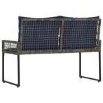 vidaXL Banc extérieur avec coussin Gris et Marine 118 x 55 x 82 cm