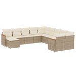vidaXL Salon de jardin 11 Pièces avec coussins beige résine tressée