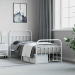 vidaXL Cadre de lit métal sans matelas avec pied de lit blanc 90x200cm