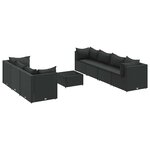 vidaXL Salon de jardin 8 Pièces avec coussins noir résine tressée