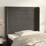 vidaXL Tête de lit avec oreilles Gris foncé 103x16x118/128 cm Velours